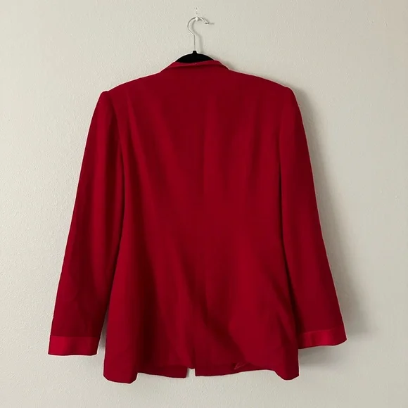 VTG 80' CHRISTIAN DIOR Red Jacket Wool Size 10 Lined Button Long Satin Finish